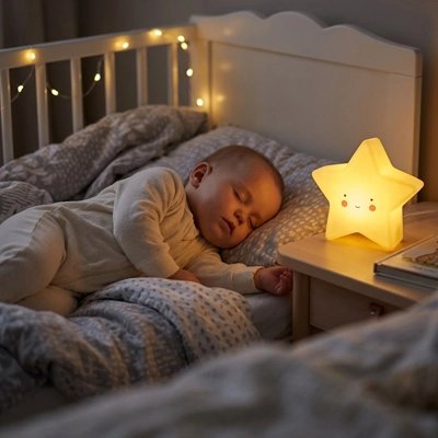 Veilleuse Bébé endormi près d’une veilleuse étoile