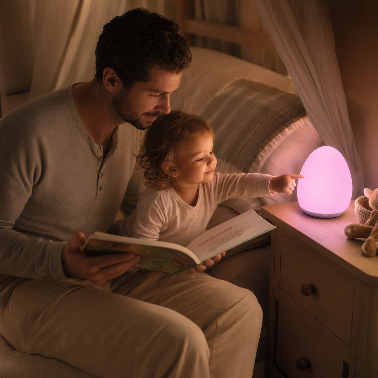 veilleuse bebe papa lit histoire a bebe