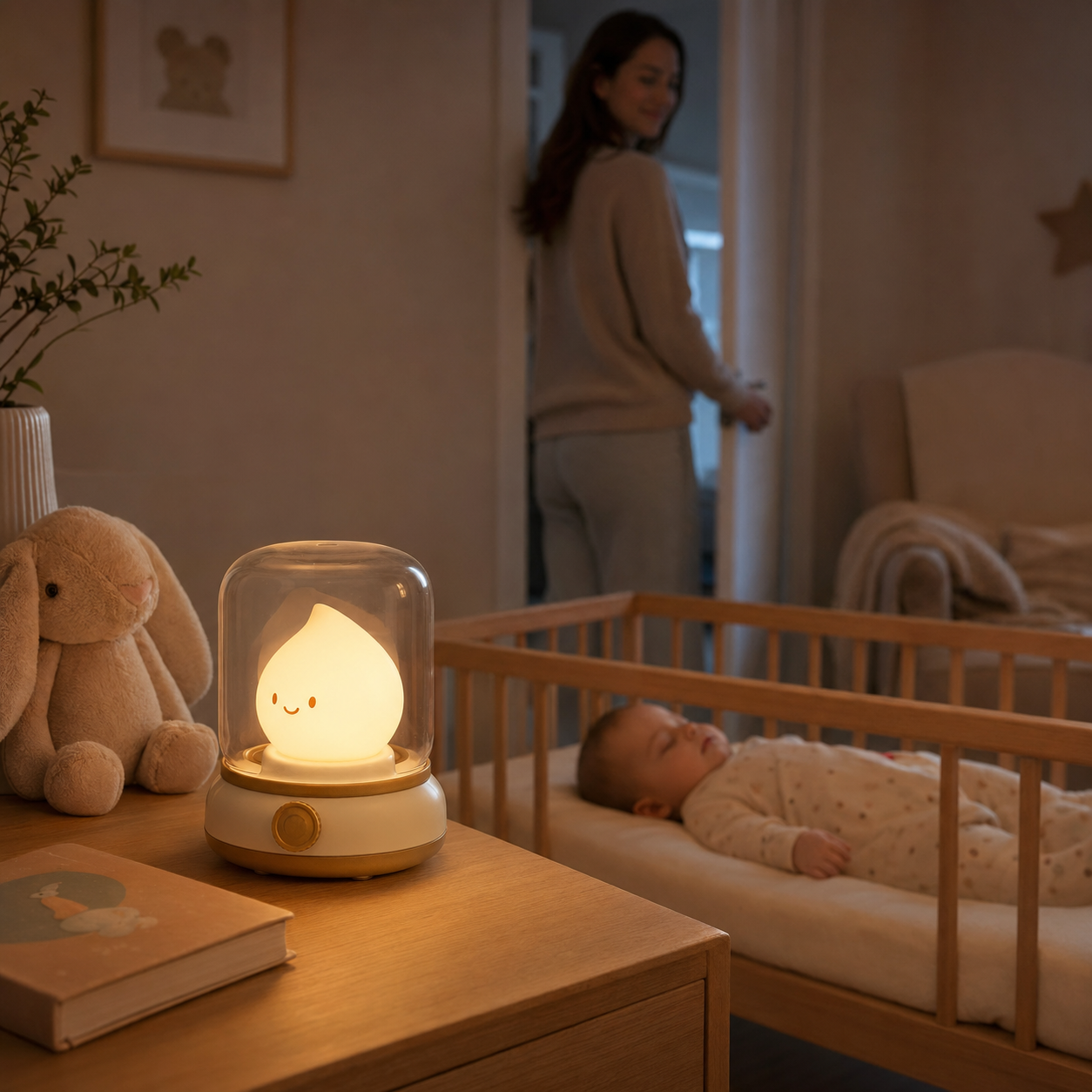 Veilleuse bebe avec minuterie automatique accompagnant bebe vers le sommeil