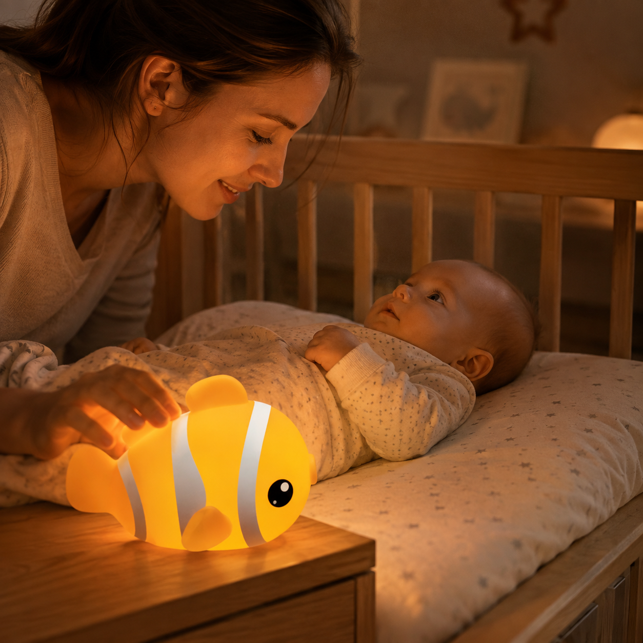 veilleuse bébé poisson clown rituel coucher maman