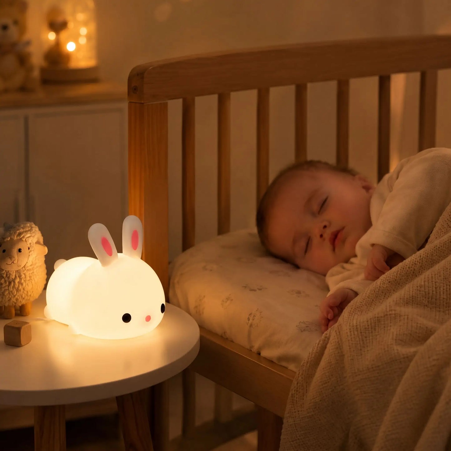 veilleuse lapin bebe dort