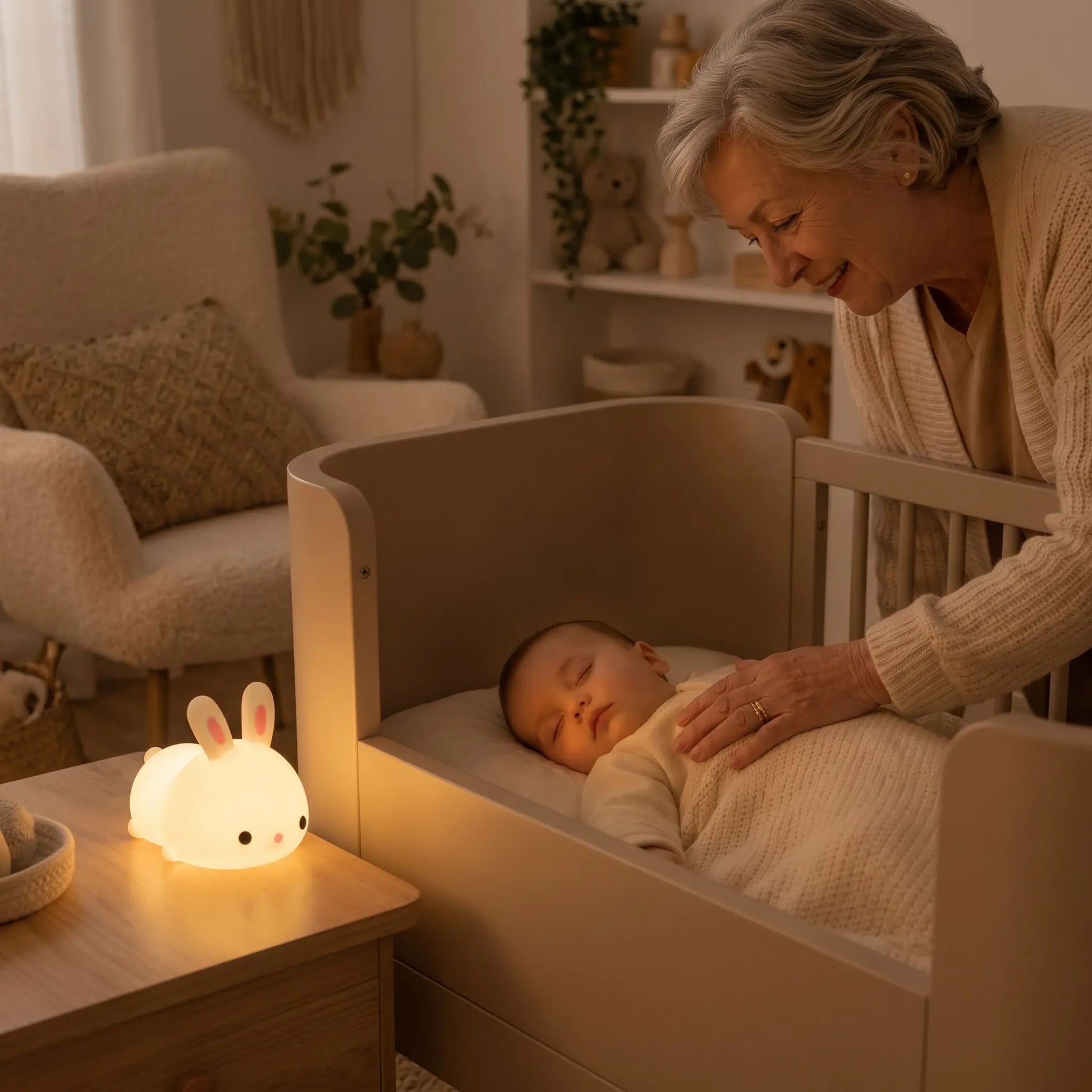 veilleuse lapin grand maman avec son bébé