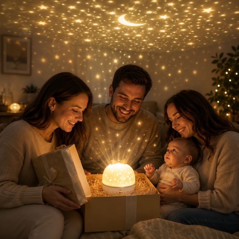 veilleuse projection GalaxiLune offerte en cadeau de naissance