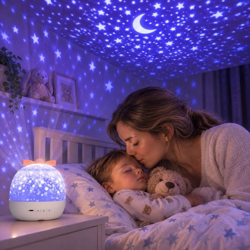 veilleuse projection GalaxiLune pour rituel du coucher
