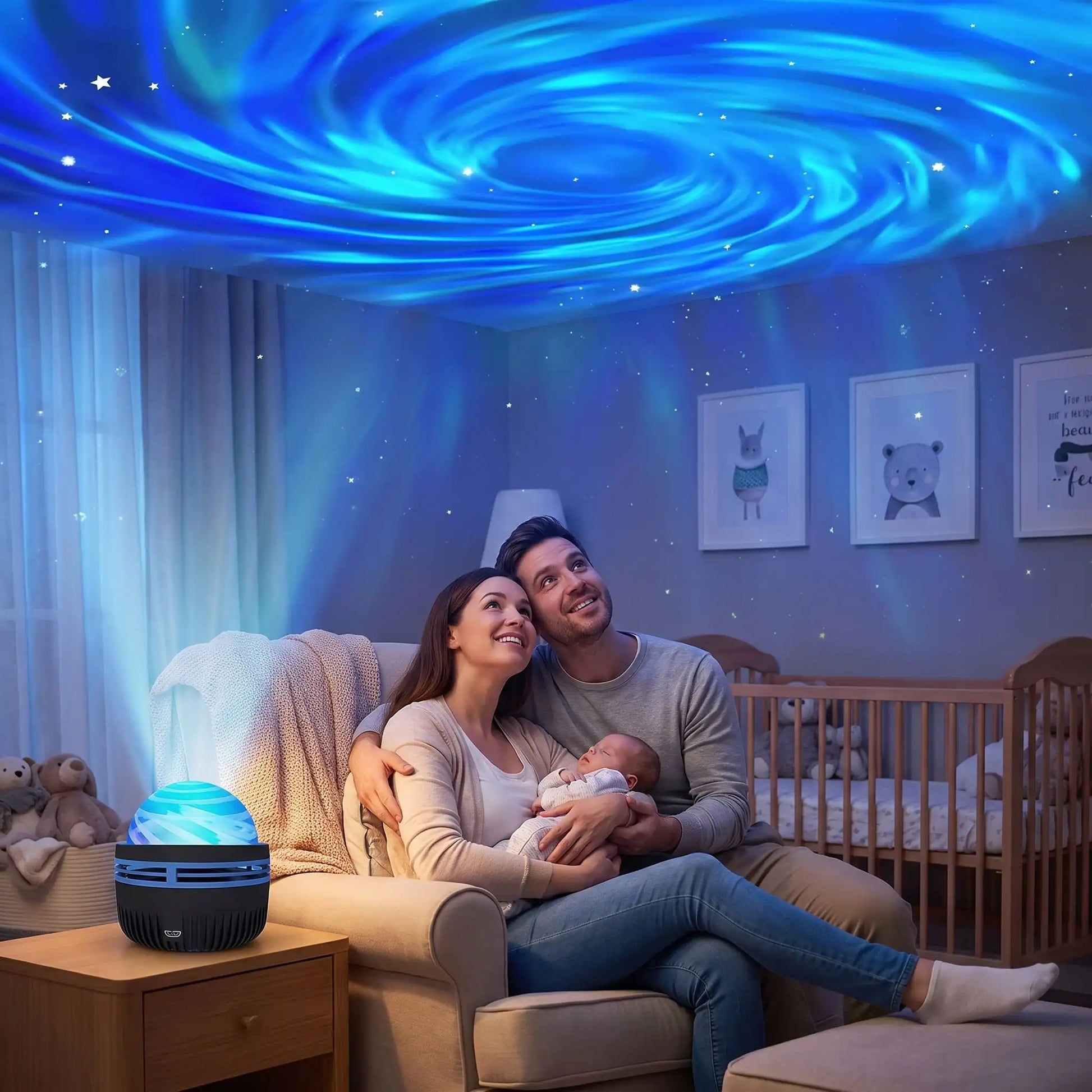 veilleuse projection nebula en famille